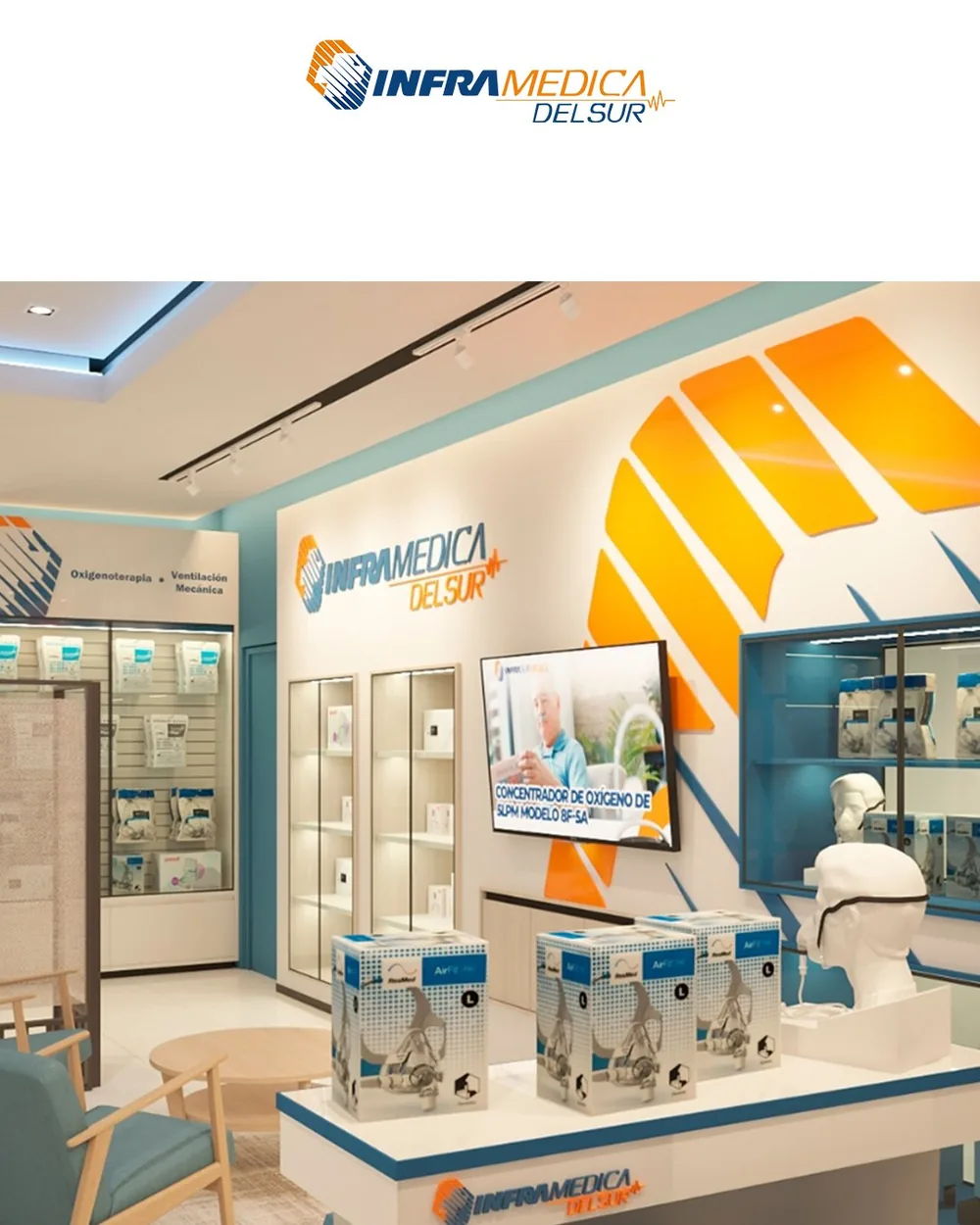 Inframedica del Sur — Identidad y experiencia de marca en punto de venta.